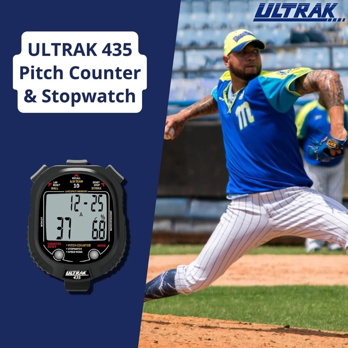Ultrak 435 Pitch Counter & Pitch Speed with 10 Memory Stopwatch - Black - Image 2