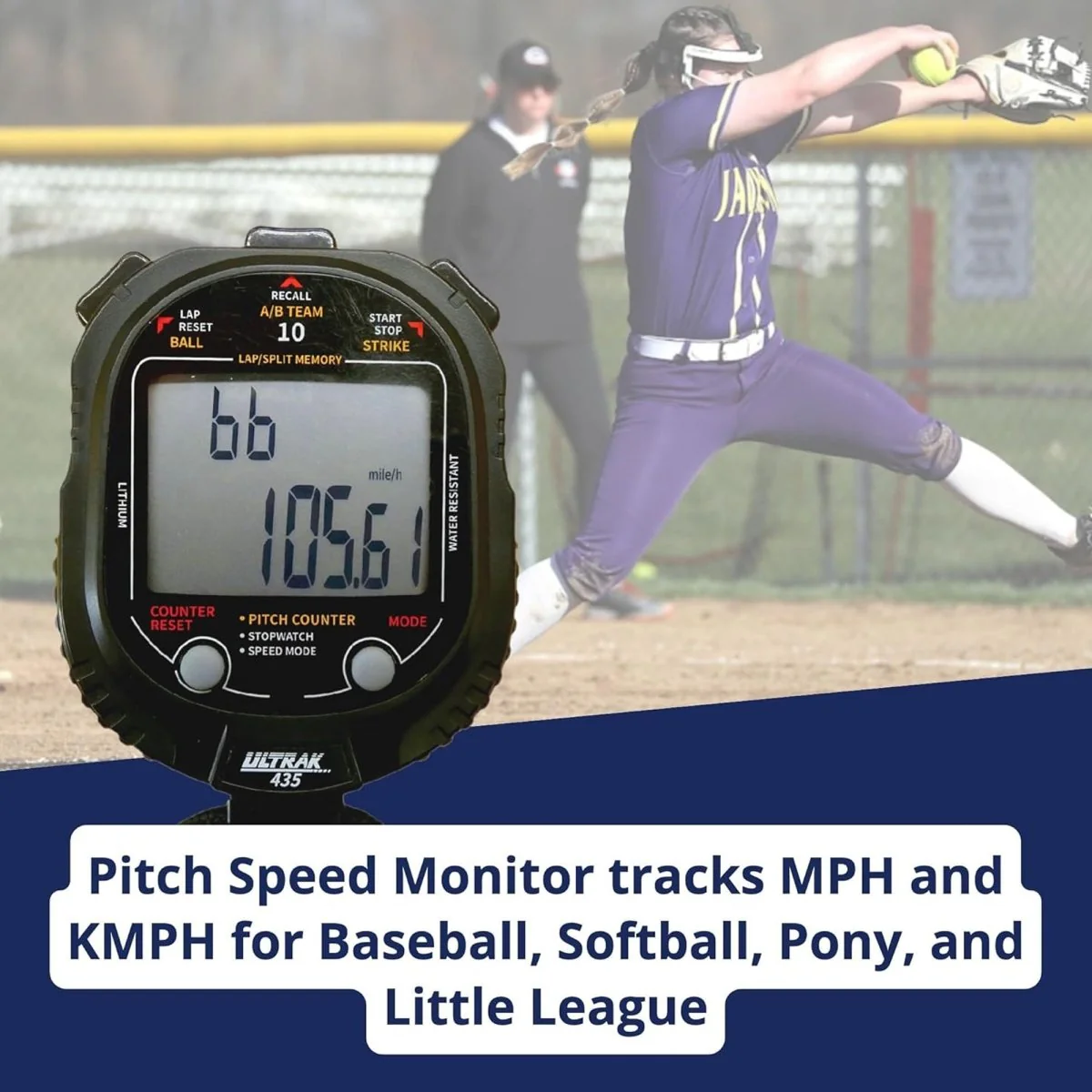Ultrak 435 Pitch Counter & Pitch Speed with 10 Memory Stopwatch - Black - Image 3
