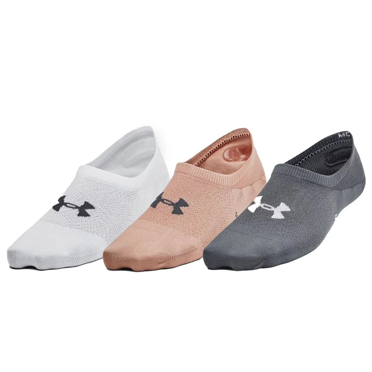 Under Armour Women's Breathe Lite Ultra Low Liner Socks 3 Pack - Blushing Beige/White/Castlerock - Large