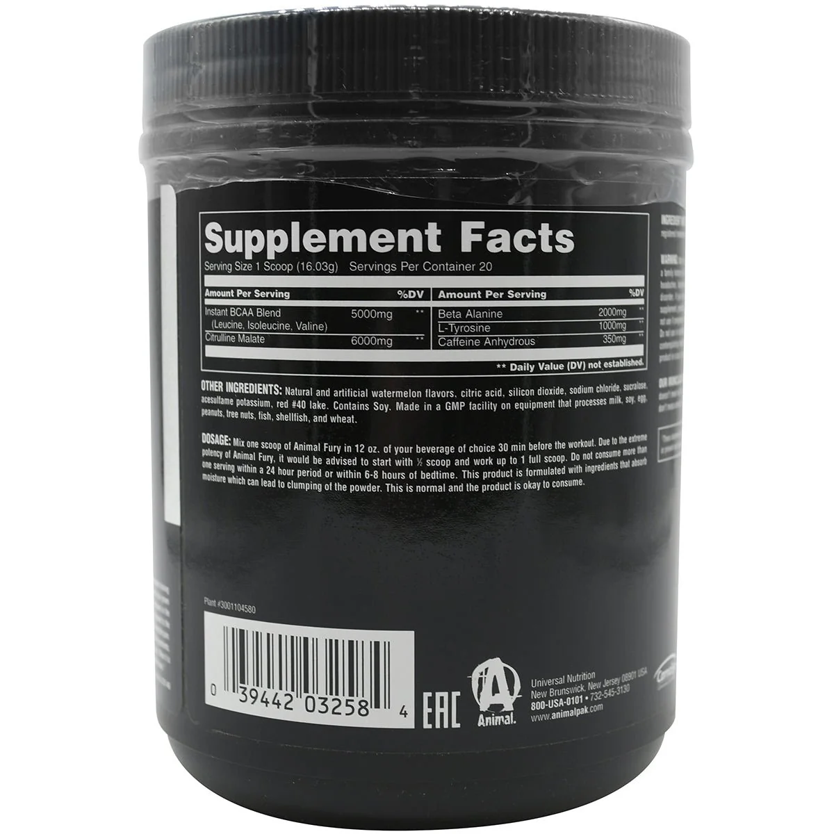Universal Nutrition Animal Fury Dietary Supplement - 20 Servings - Image 2