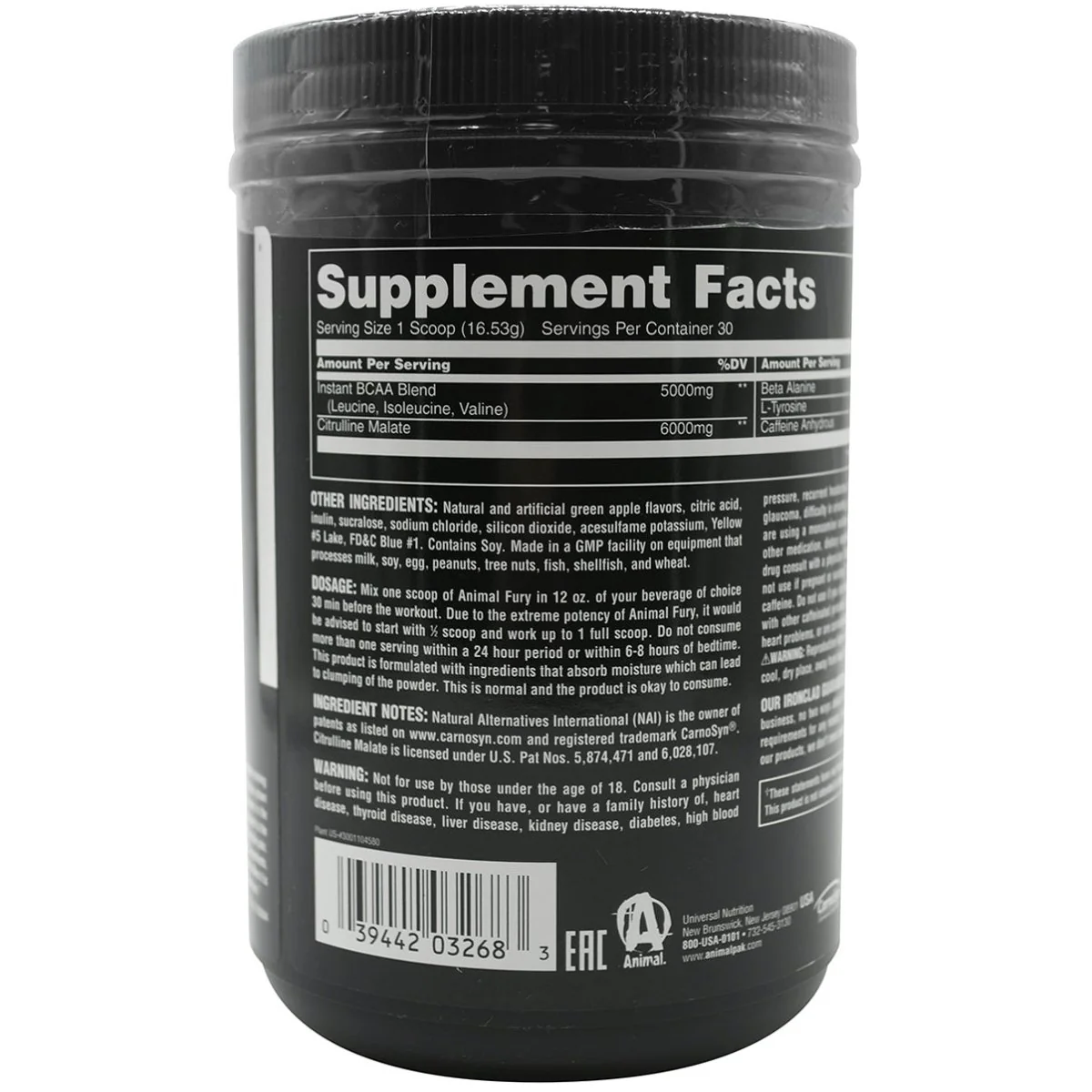 Universal Nutrition Animal Fury Dietary Supplement - Ice Pop - 30 Servings - Image 2
