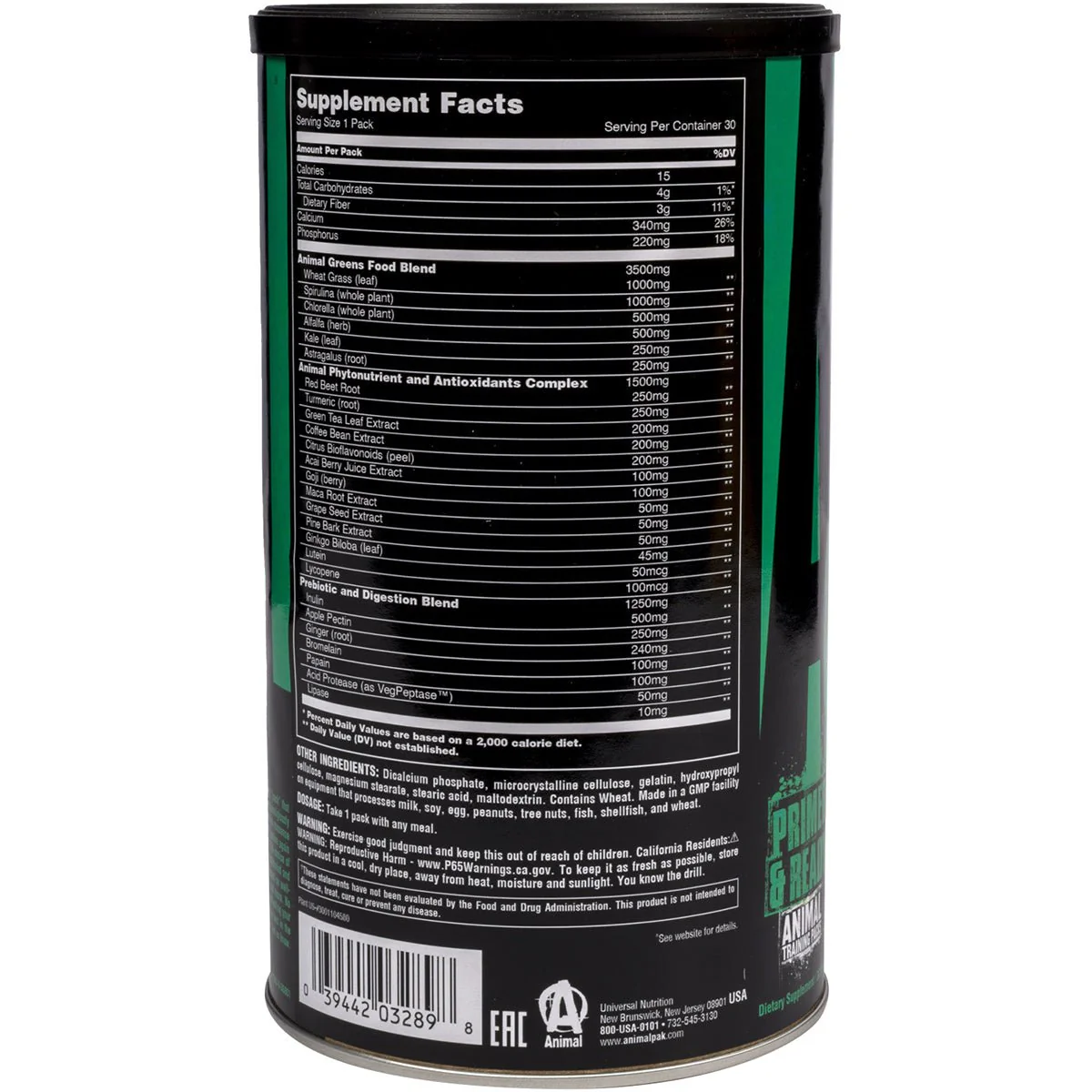 Universal Nutrition Animal Greens Dietary Supplement - 30 Packs - Image 2