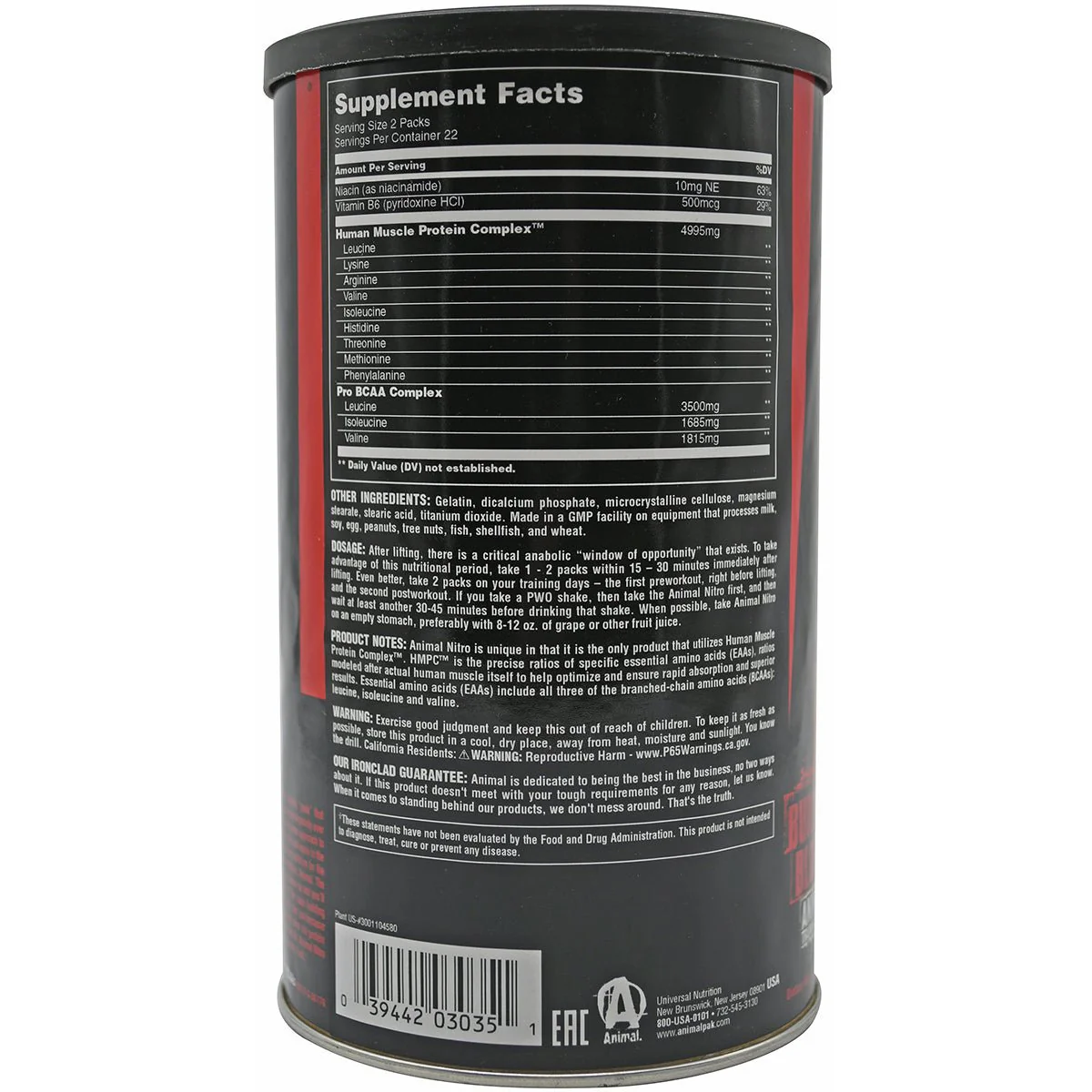 Universal Nutrition Animal Nitro - 44 pack - Anabolic EAA Stack Muscle Builder - Image 2