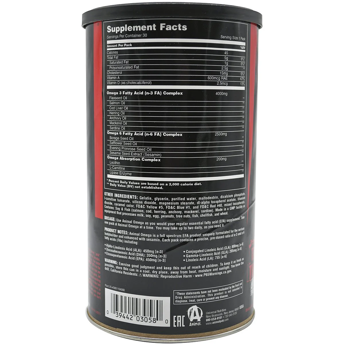 Universal Nutrition Animal Omega Dietary Supplement - 30 Servings - Image 2