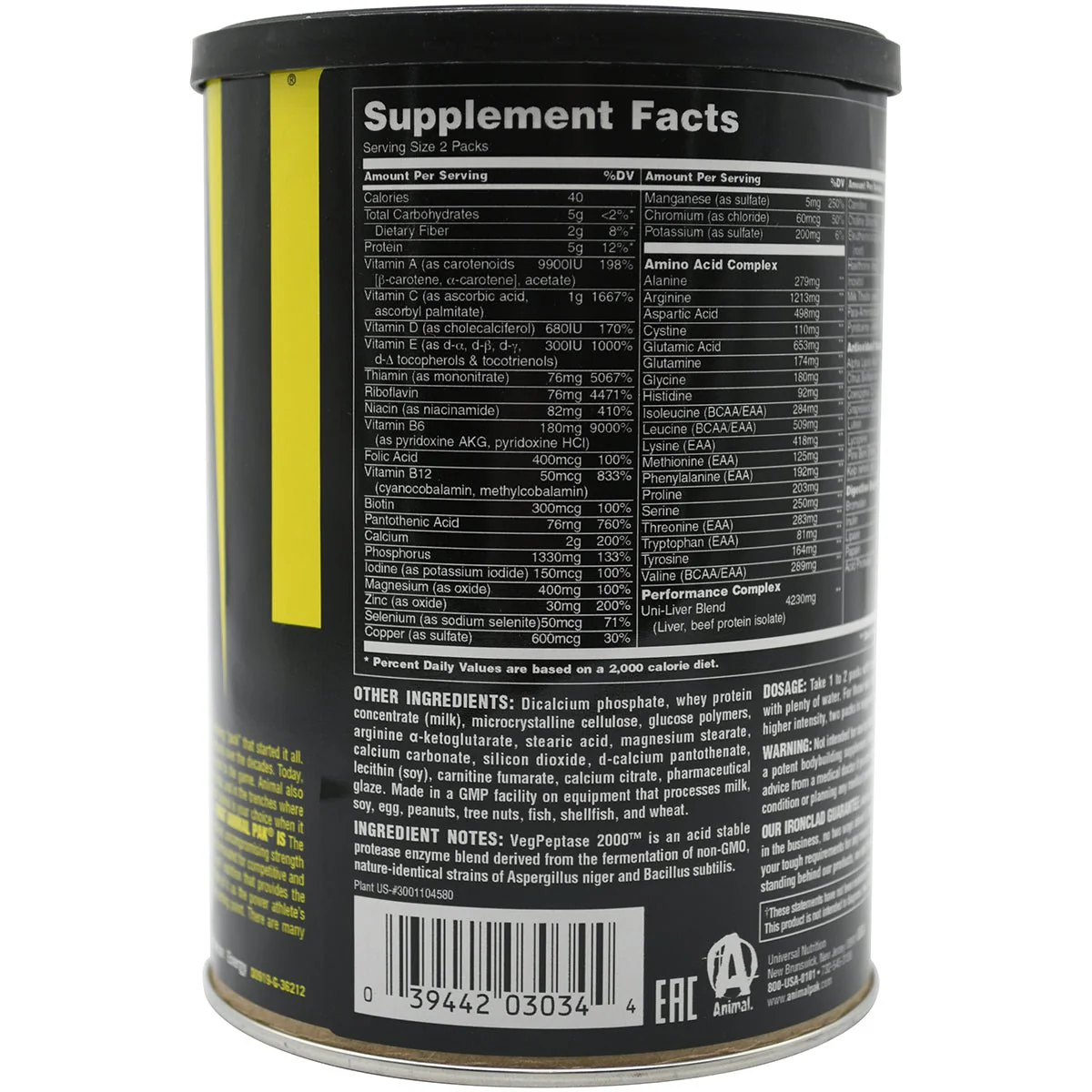 Universal Nutrition Animal Pak Dietary Supplement - 30 Packs - Image 2