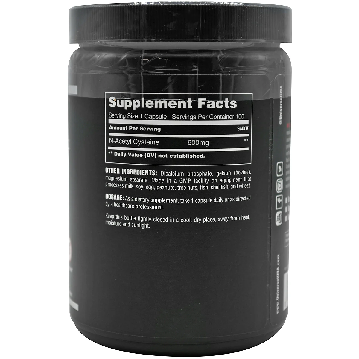 Universal Nutrition NAC (N-Acetyl Cysteine) Dietary Supplement - 100 Capsules - Image 2
