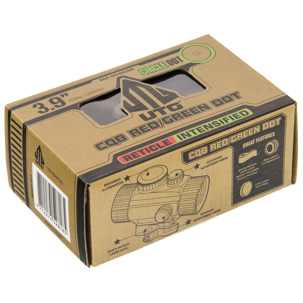 UTG 3.8" ITA Red/Green Circle Dot Sight, w/Integral QD Mount - Image 7