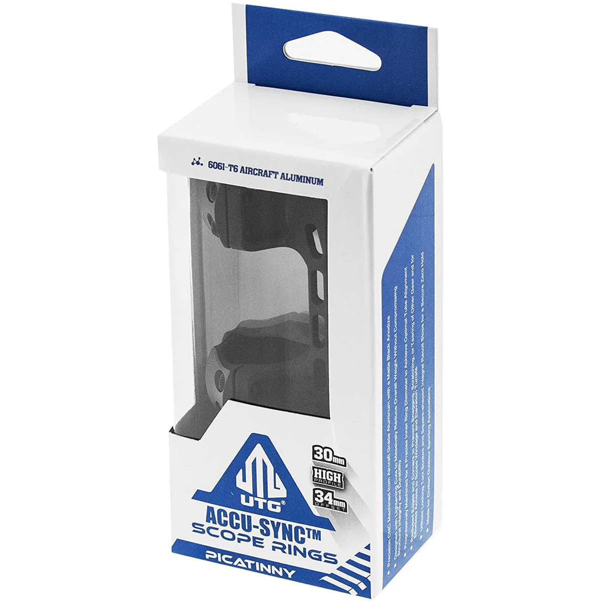 UTG ACCU-SYNC 30mm High Profile Offset Picatinny Rings - Black - Image 3