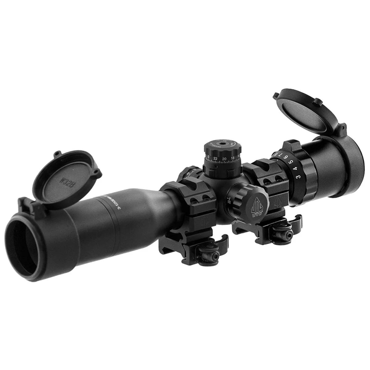 UTG BugBuster 3-12X32 1" Scope, Side AO, Mil-dot, QD Rings - Image 3