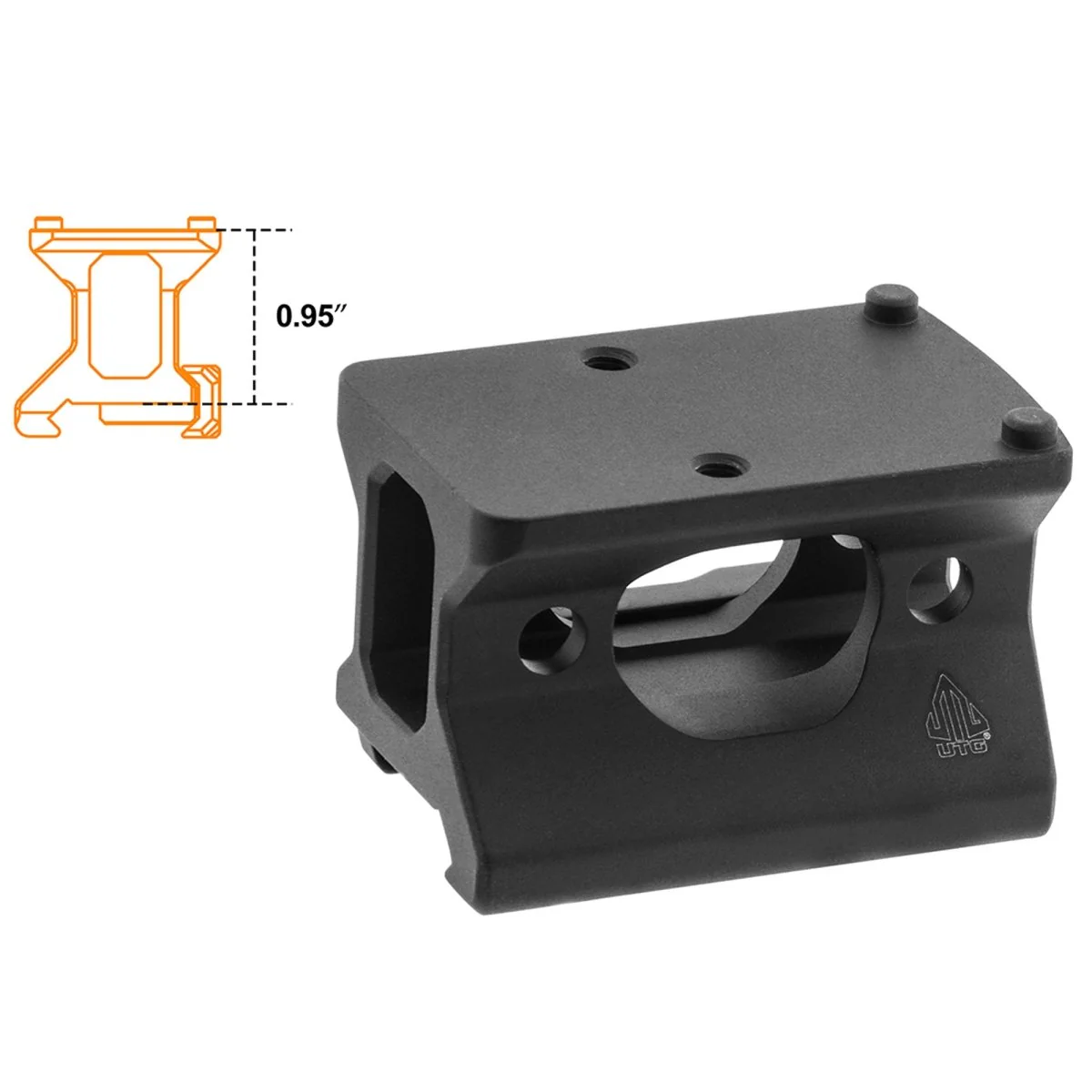 UTG Picatinny Optic Mount, for RMR, Lower 1/3 Co-witness, Black - Image 2