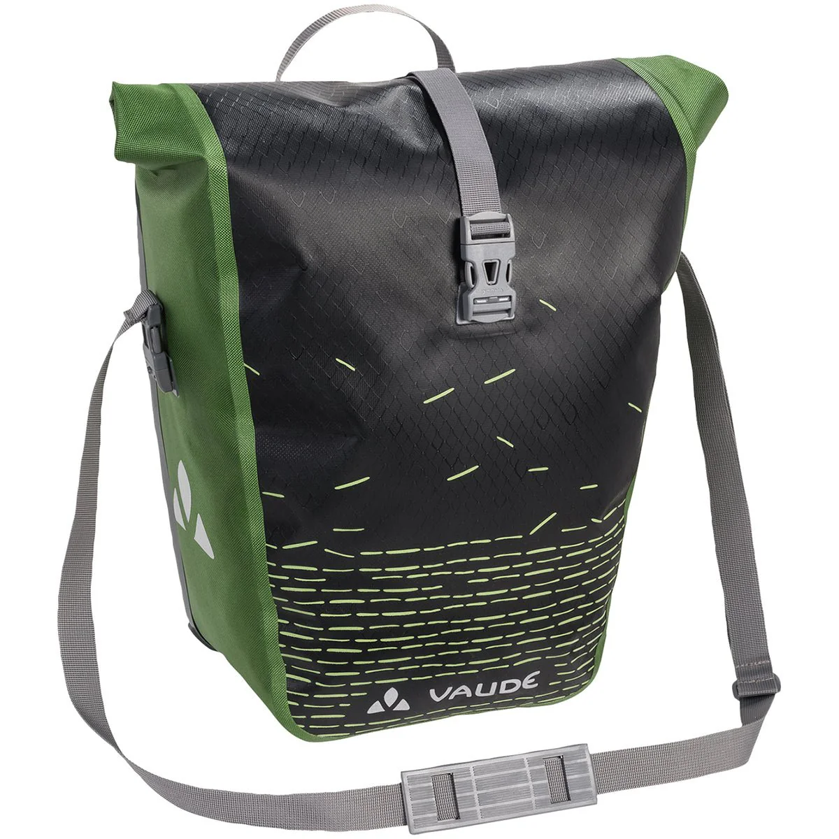 Vaude Aqua Back Print Single Rear Bike Pannier - Black/Green - Image 2