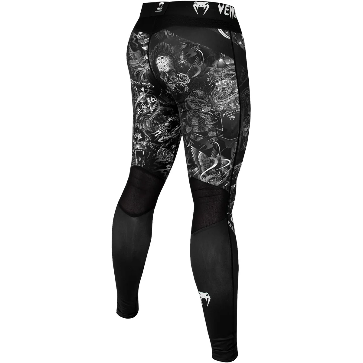 Venum Art Compression Spats - Black/White - Image 4