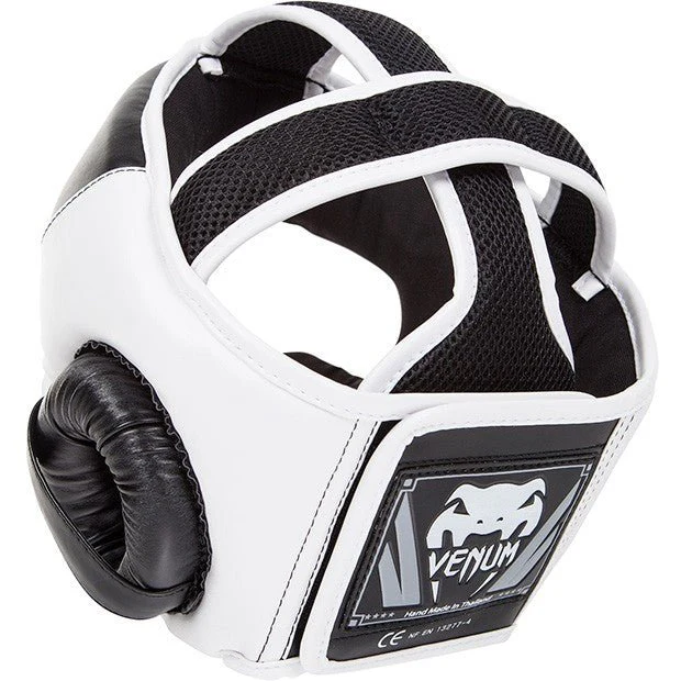 Venum Challenger 2.0 Boxing Headgear with Hook and Loop Strap - Black/White - Image 2