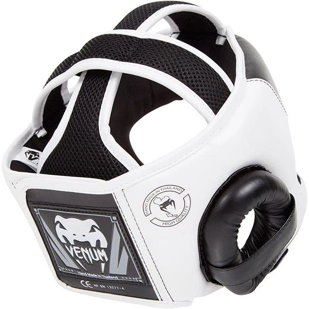 Venum Challenger 2.0 Boxing Headgear with Hook and Loop Strap - Black/White - Image 3