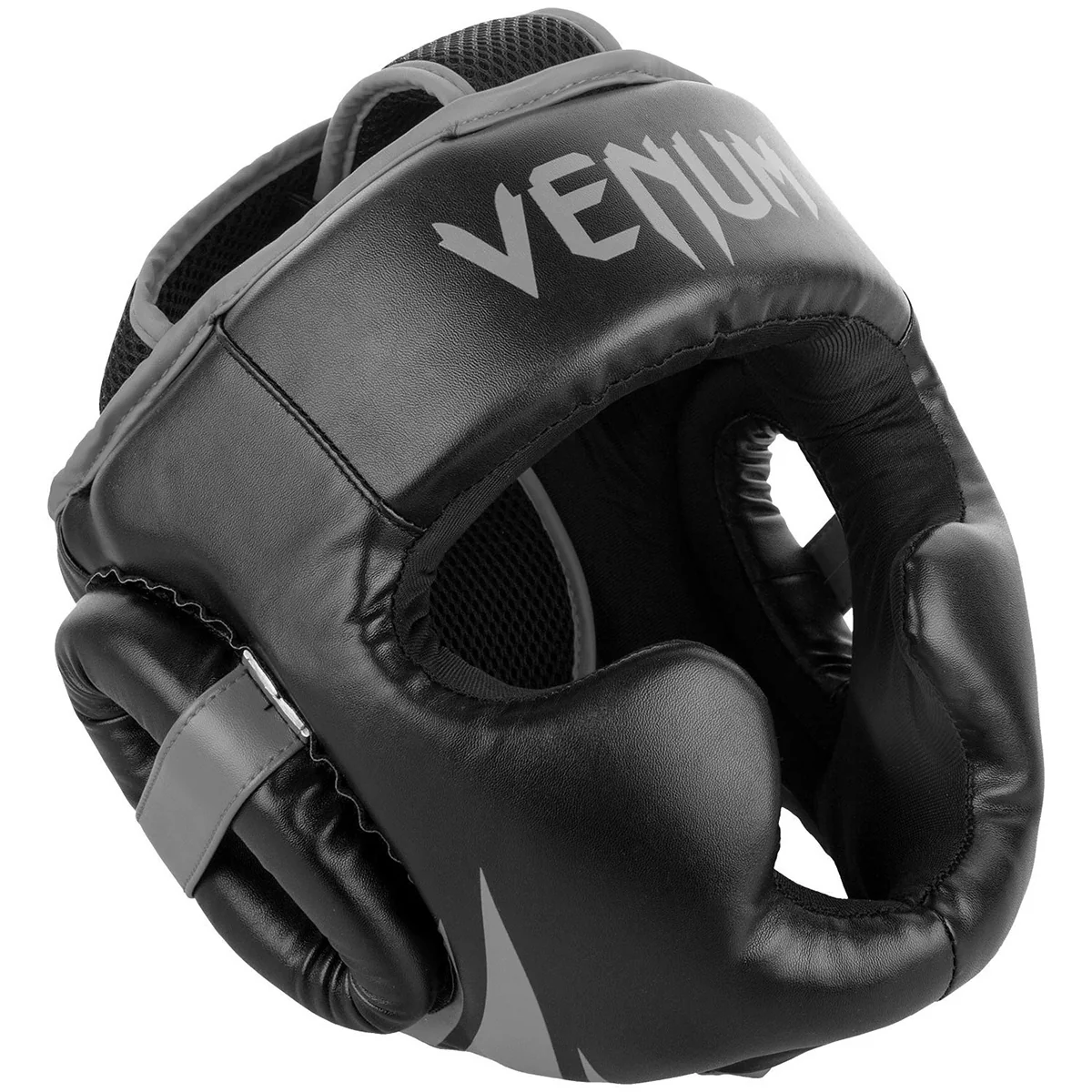 Venum Challenger 2.0 Skintex Leather MMA Training Headgear - Black/Gray - Image 2