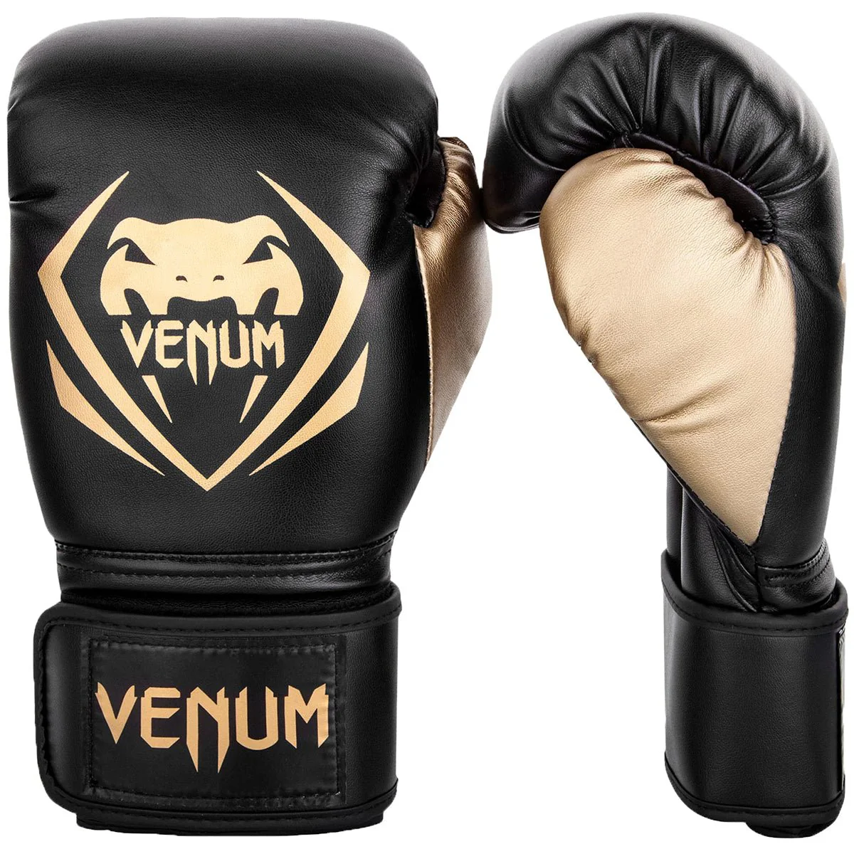 Venum Contender Hook and Loop Training Boxing Gloves - Black/Gold - Image 2