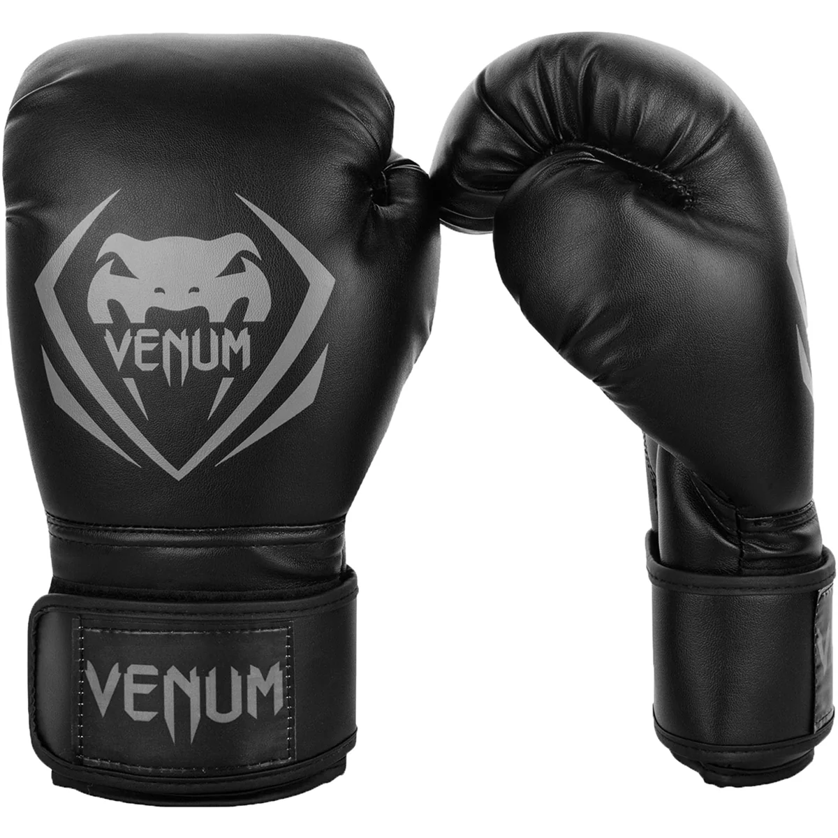 Venum Contender Hook and Loop Training Boxing Gloves - Black/Gray - Image 2