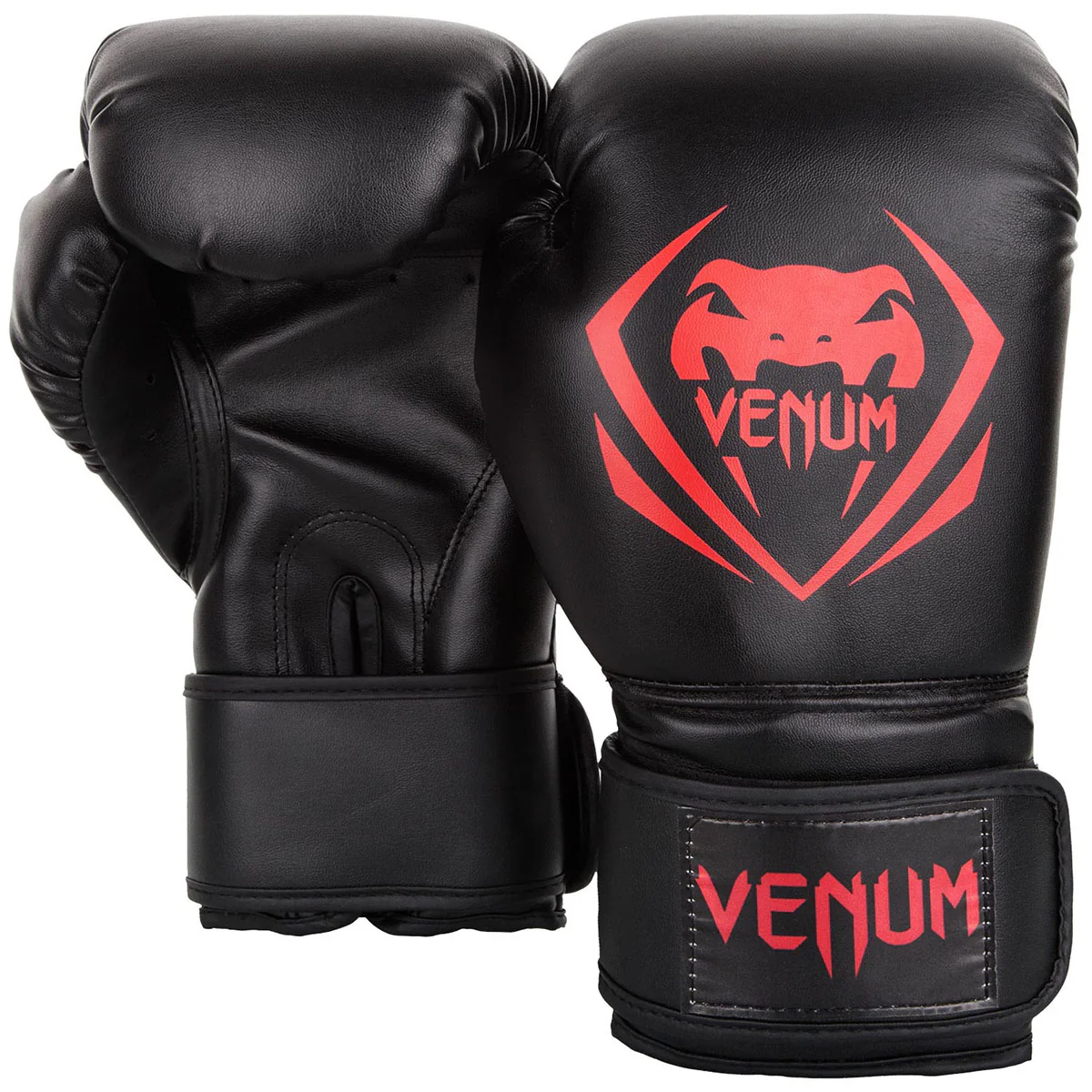 Venum Contender Hook and Loop Training Boxing Gloves - Black/Red - Image 2