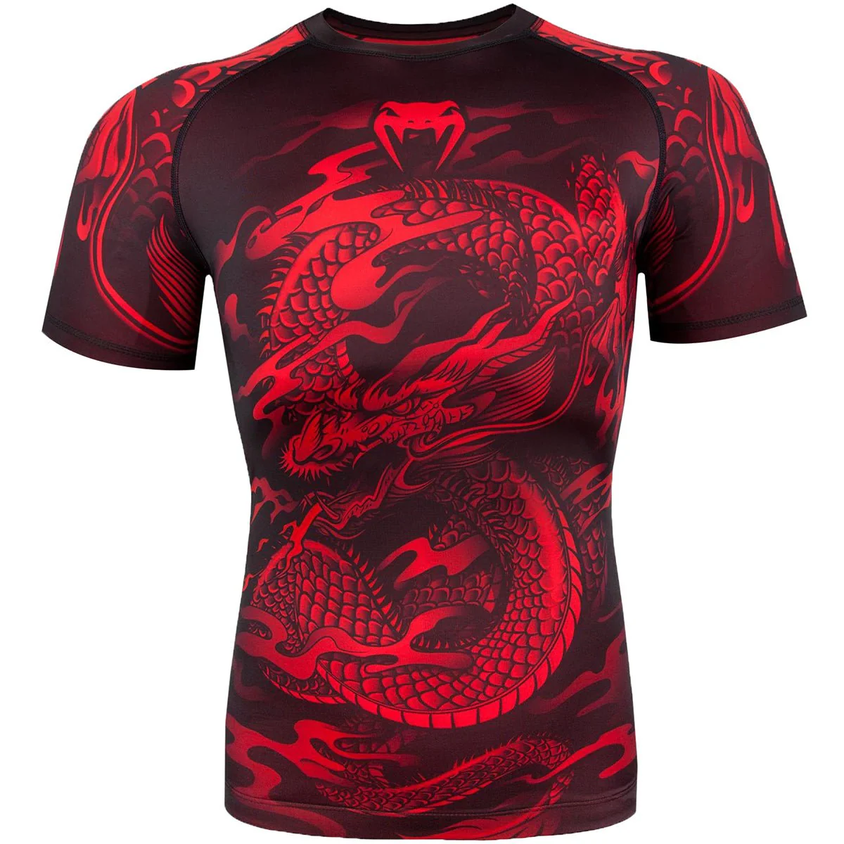Venum Dragon's Flight Dry Tech Short Sleeve MMA Rashguard - Black/Red
