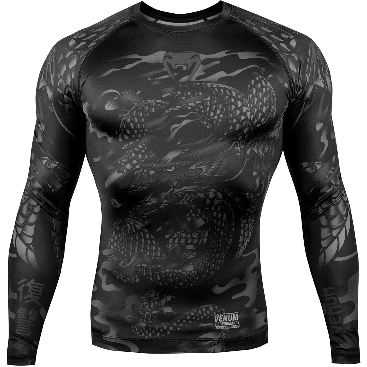 Venum Dragon's Flight Long Sleeve Compression Rashguard - Black/Black