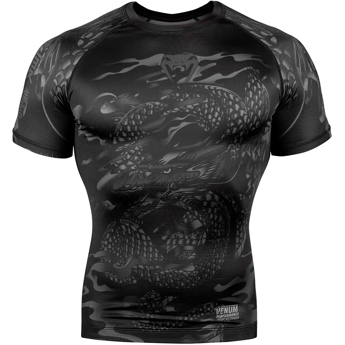 Venum Dragon's Flight Short Sleeve Compression Rashguard - Black/Black