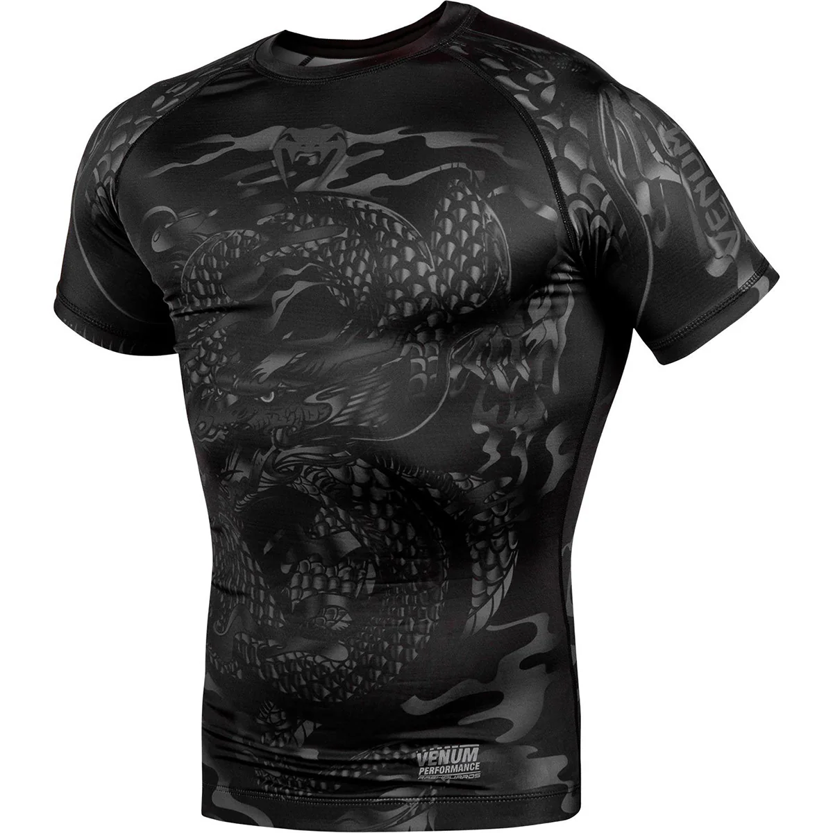Venum Dragon's Flight Short Sleeve Compression Rashguard - Black/Black - Image 2