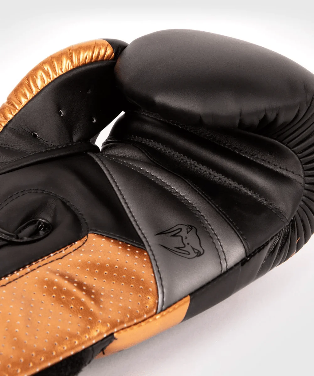 Venum Elite Evo Hook and Loop Boxing Gloves - Black/Bronze - Image 6