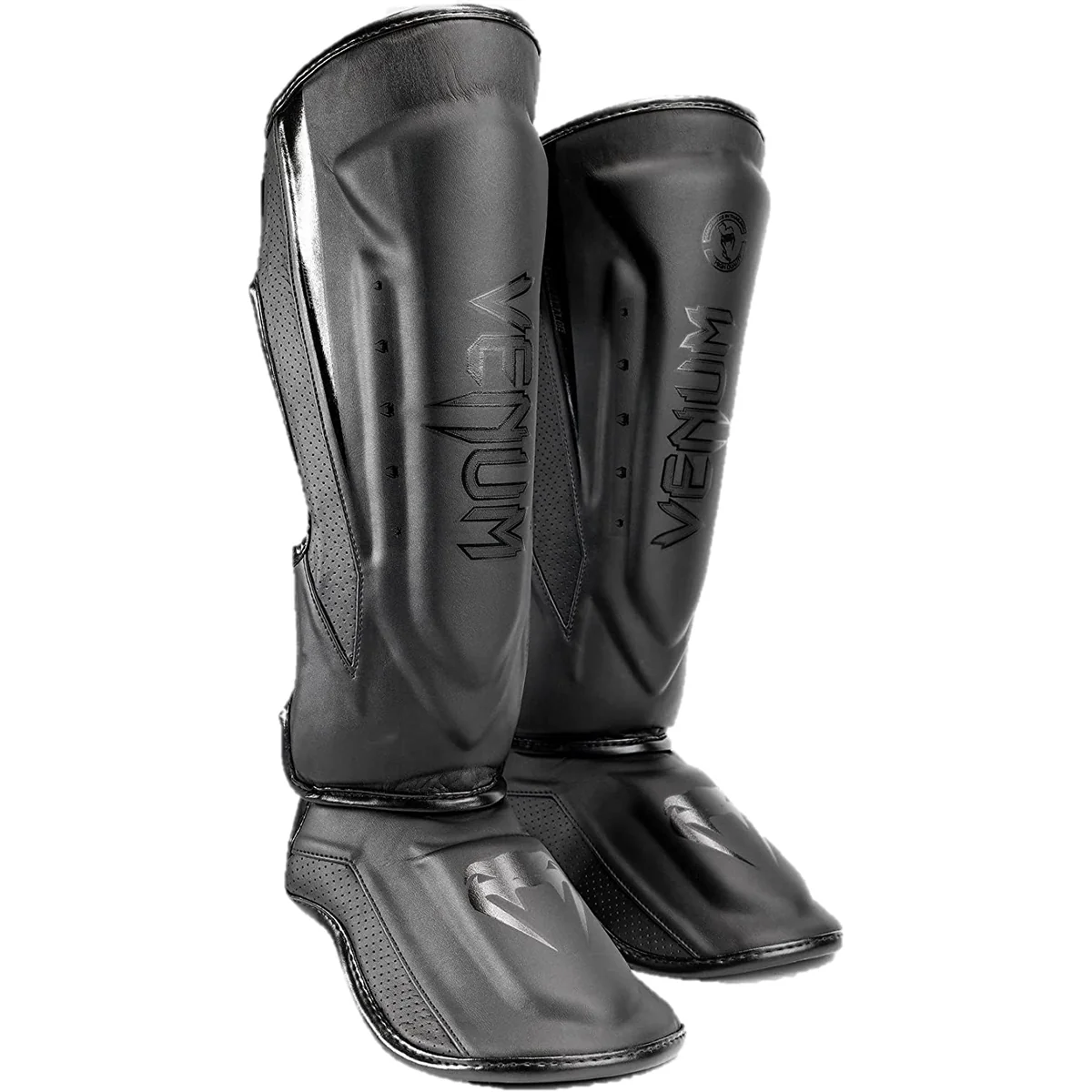 Venum Elite Evo Protective Shin Instep Guards - Black/Black - Image 3