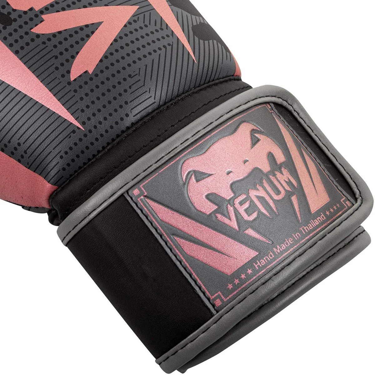 Venum Elite Hook and Loop Boxing Gloves - Black/Pink/Gold - Image 4