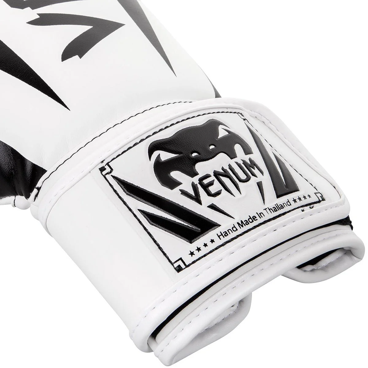 Venum Elite Hook and Loop Training Boxing Gloves - White/Black - Image 4