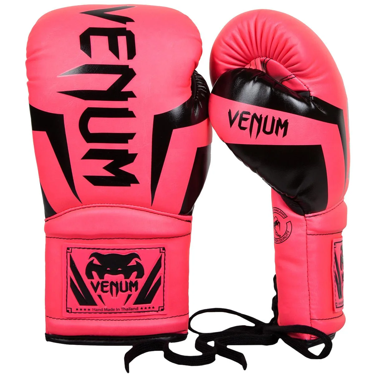Venum Elite Lace Up Boxing Gloves - Neo Pink