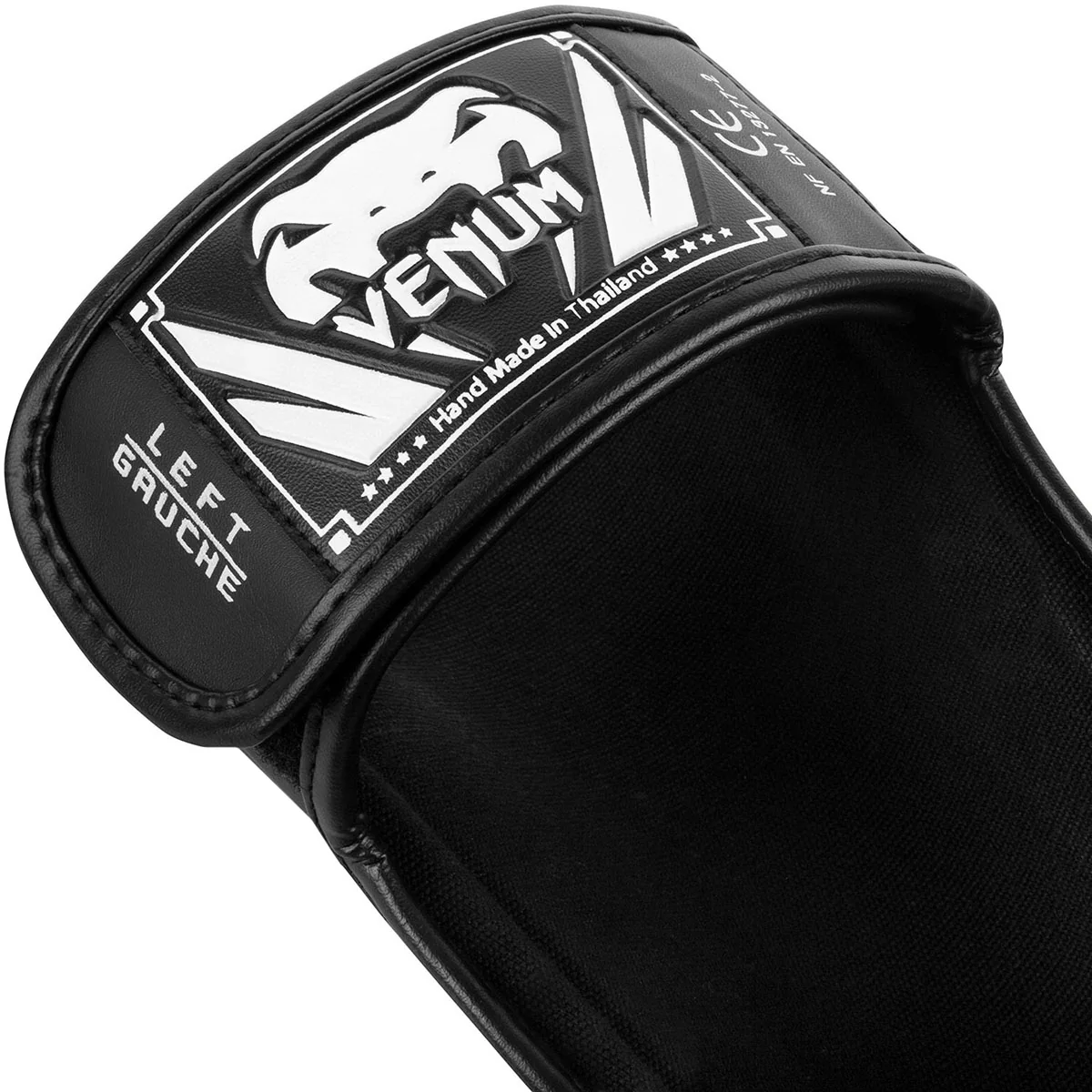 Venum Elite Lightweight Standup Protective MMA Shin Guards - Black/White - Image 2