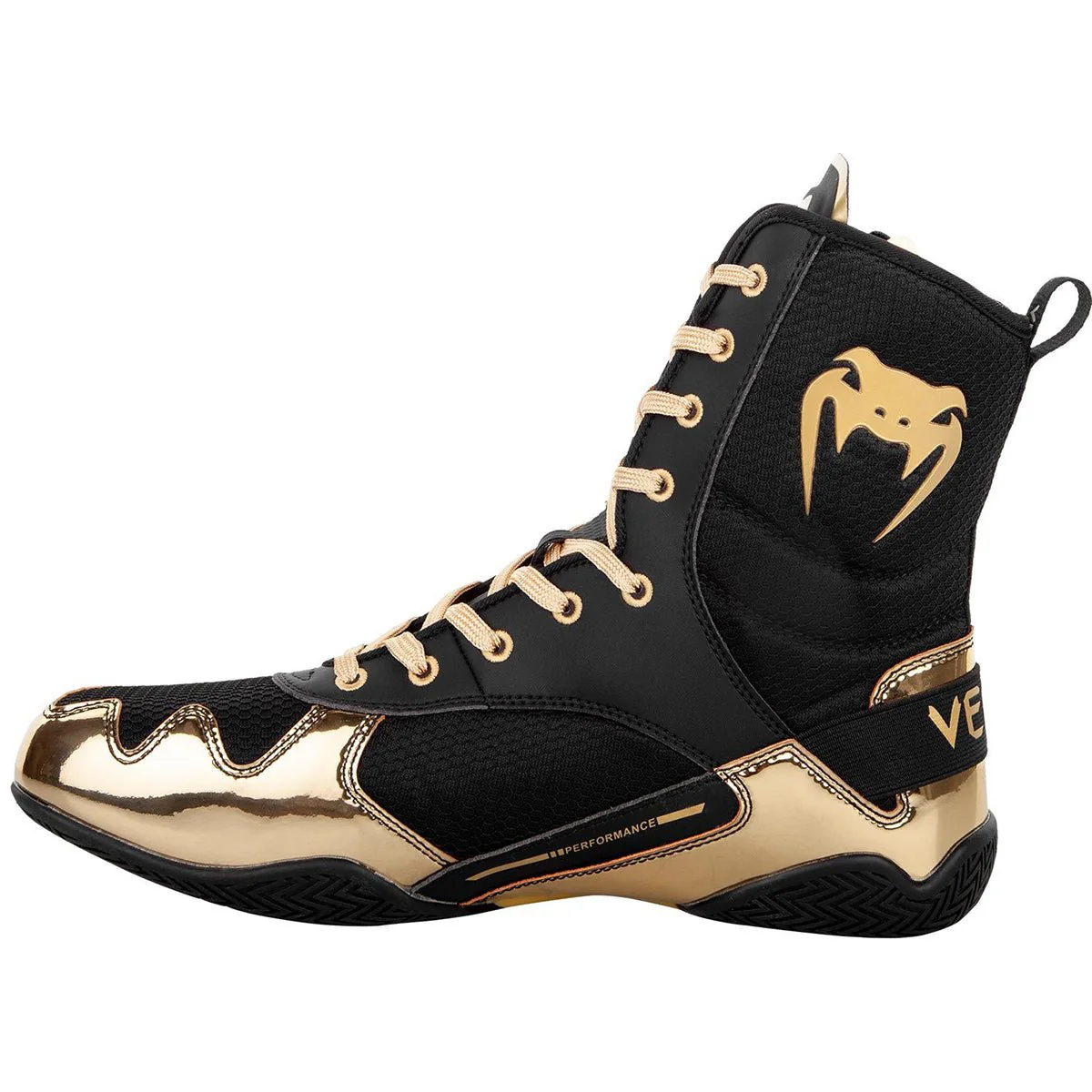 Venum Elite Professional Boxing Shoes - Black/Gold - Image 2