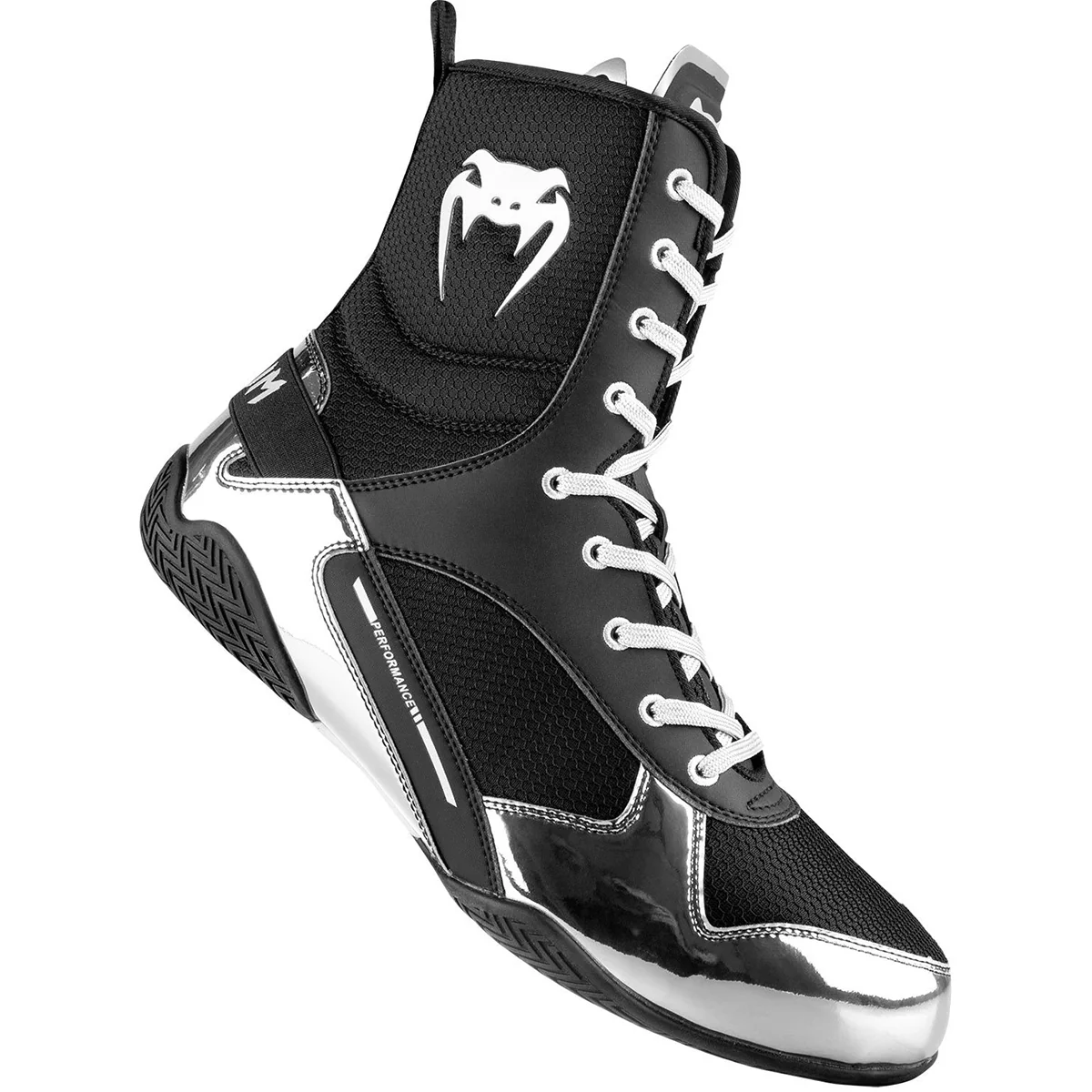 Venum Elite Professional Boxing Shoes - Black/Silver - Image 3