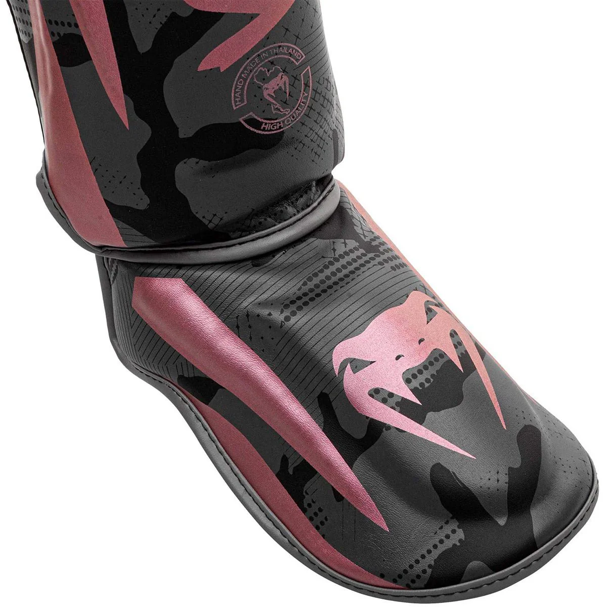 Venum Elite Protective MMA Shin Instep Guards - Black/Pink/Gold - Image 3