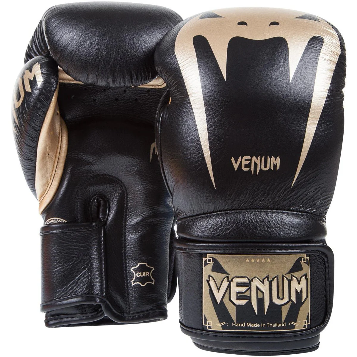 Venum Giant 3.0 Nappa Leather Hook and Loop Boxing Gloves - Black/Gold