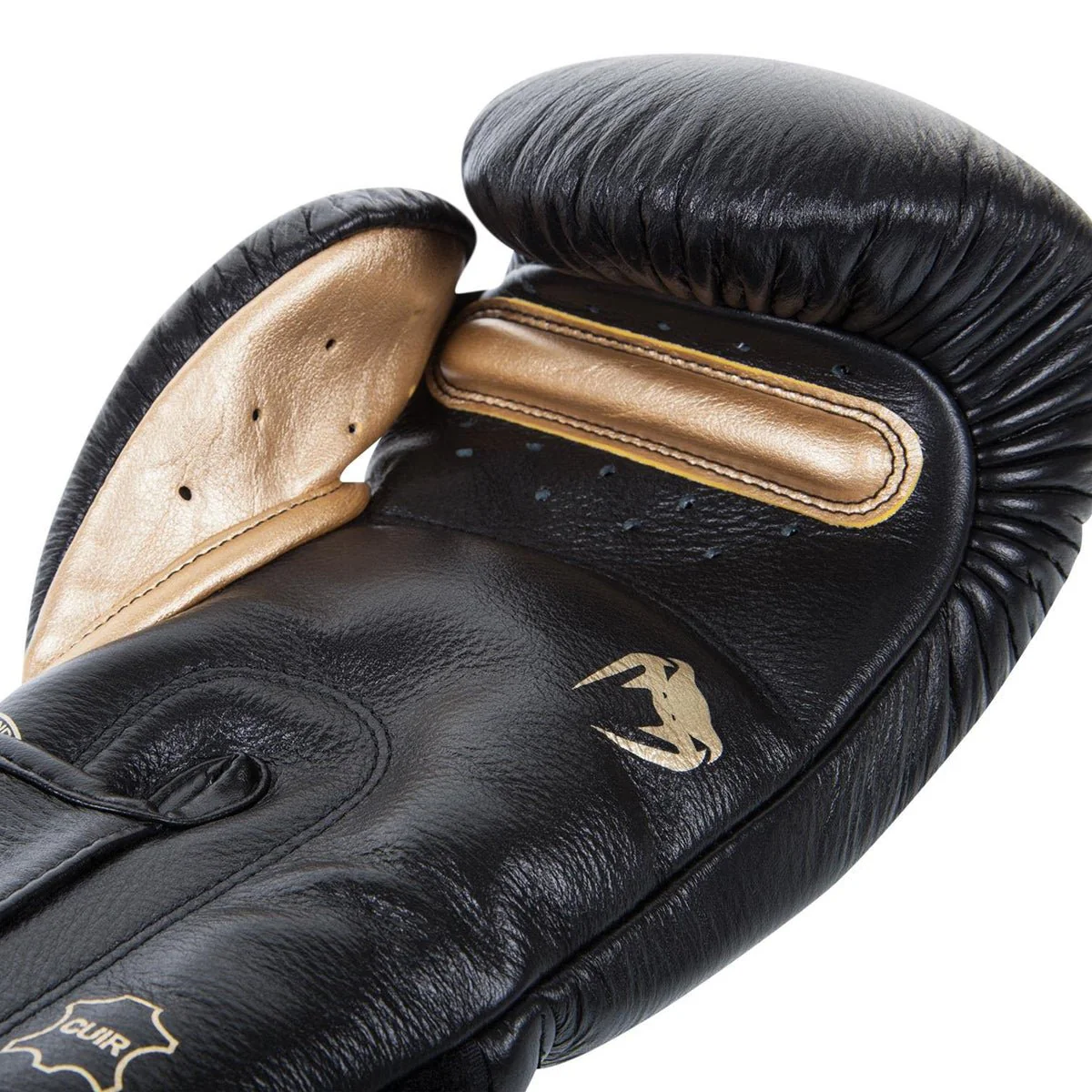 Venum Giant 3.0 Nappa Leather Hook and Loop Boxing Gloves - Black/Gold - Image 4