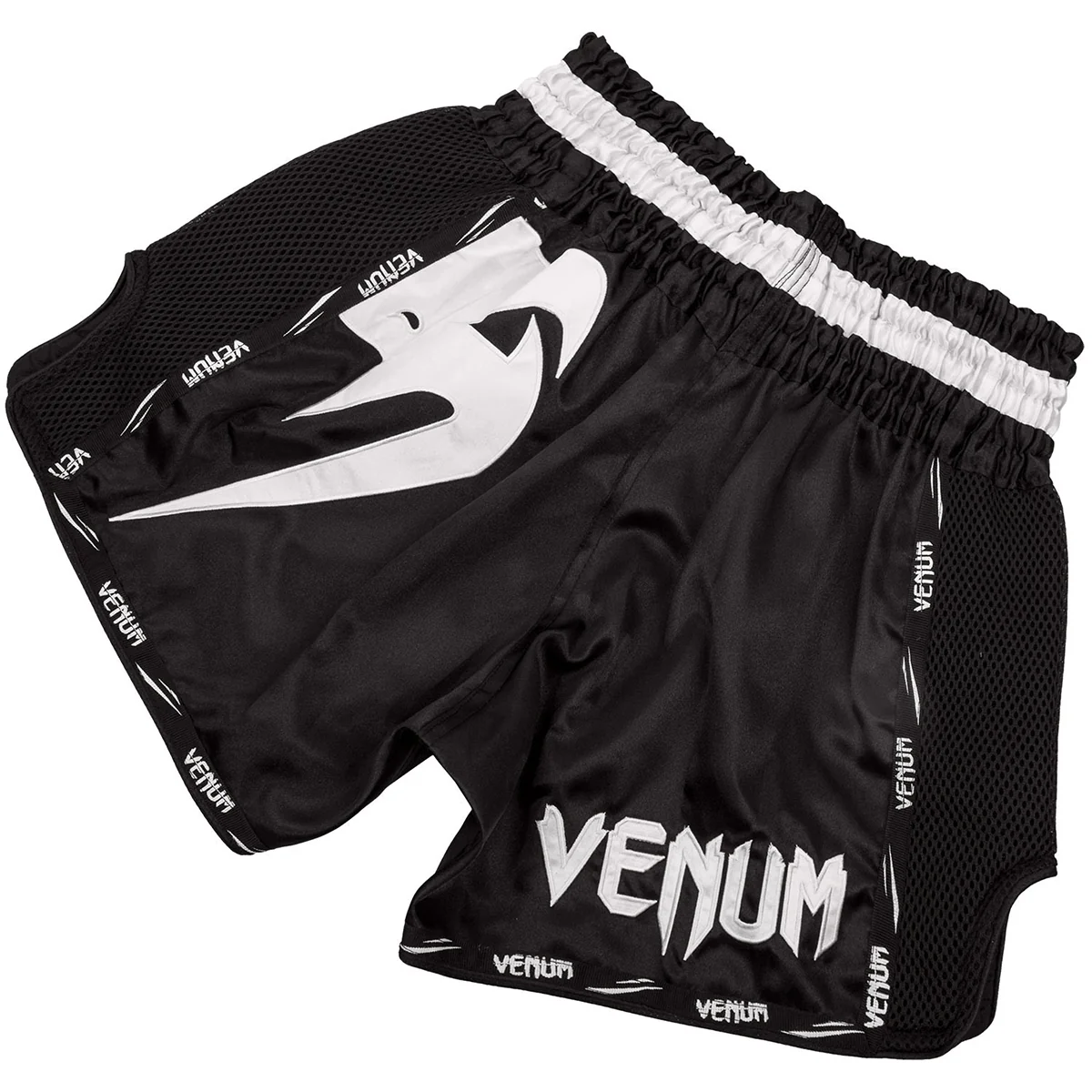 Venum Giant Lightweight Muay Thai Shorts - Black/White - Image 2