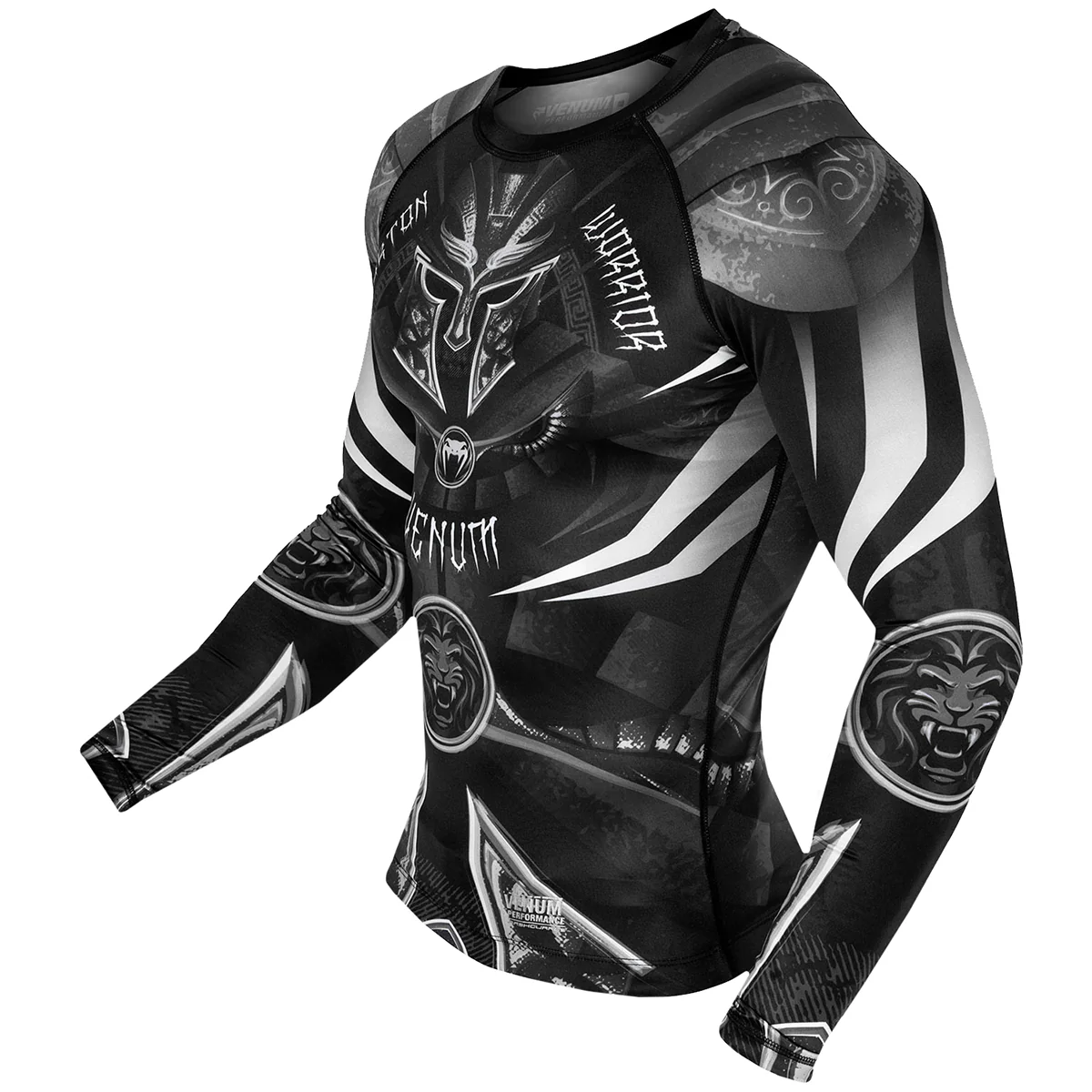 Venum Gladiator 3.0 Long Sleeve MMA Rashguard - Black/White - Image 2