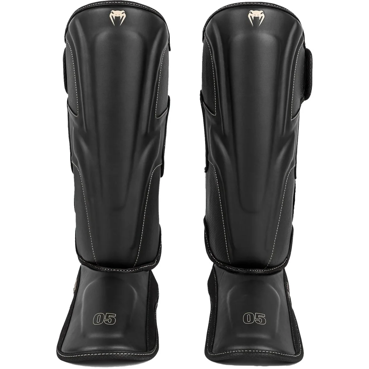 Venum Impact EVO Protective Shin Instep Guards - Black/Beige - Image 2