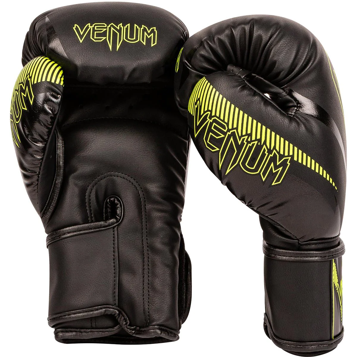 Venum Impact Hook and Loop Boxing Gloves - Black/Neo Yellow
