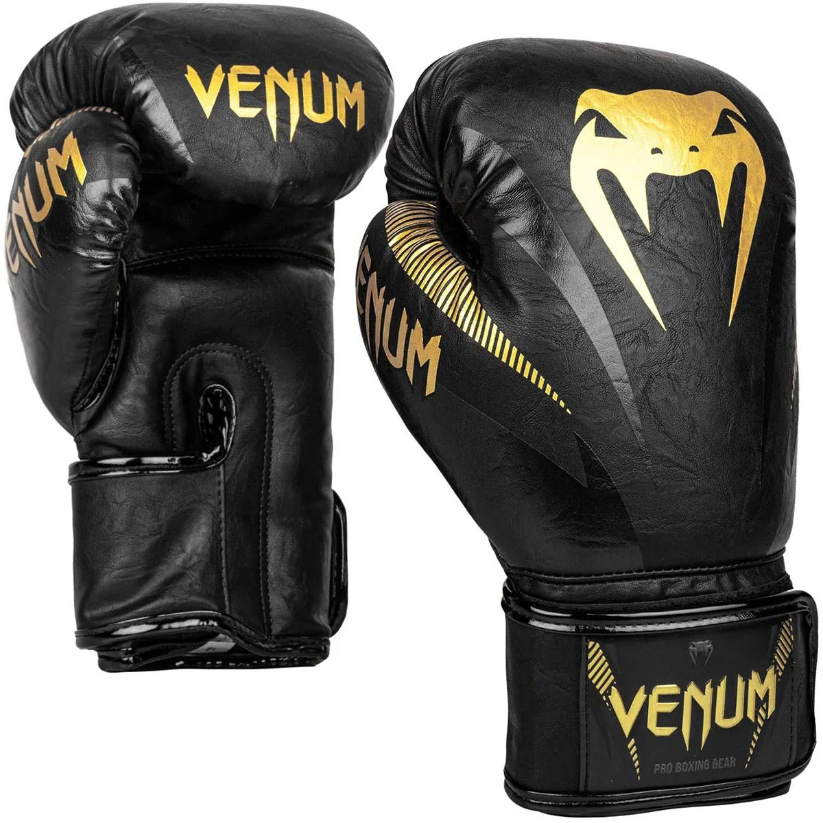 Venum Impact Hook and Loop Boxing Gloves - Gold/Black - Image 2
