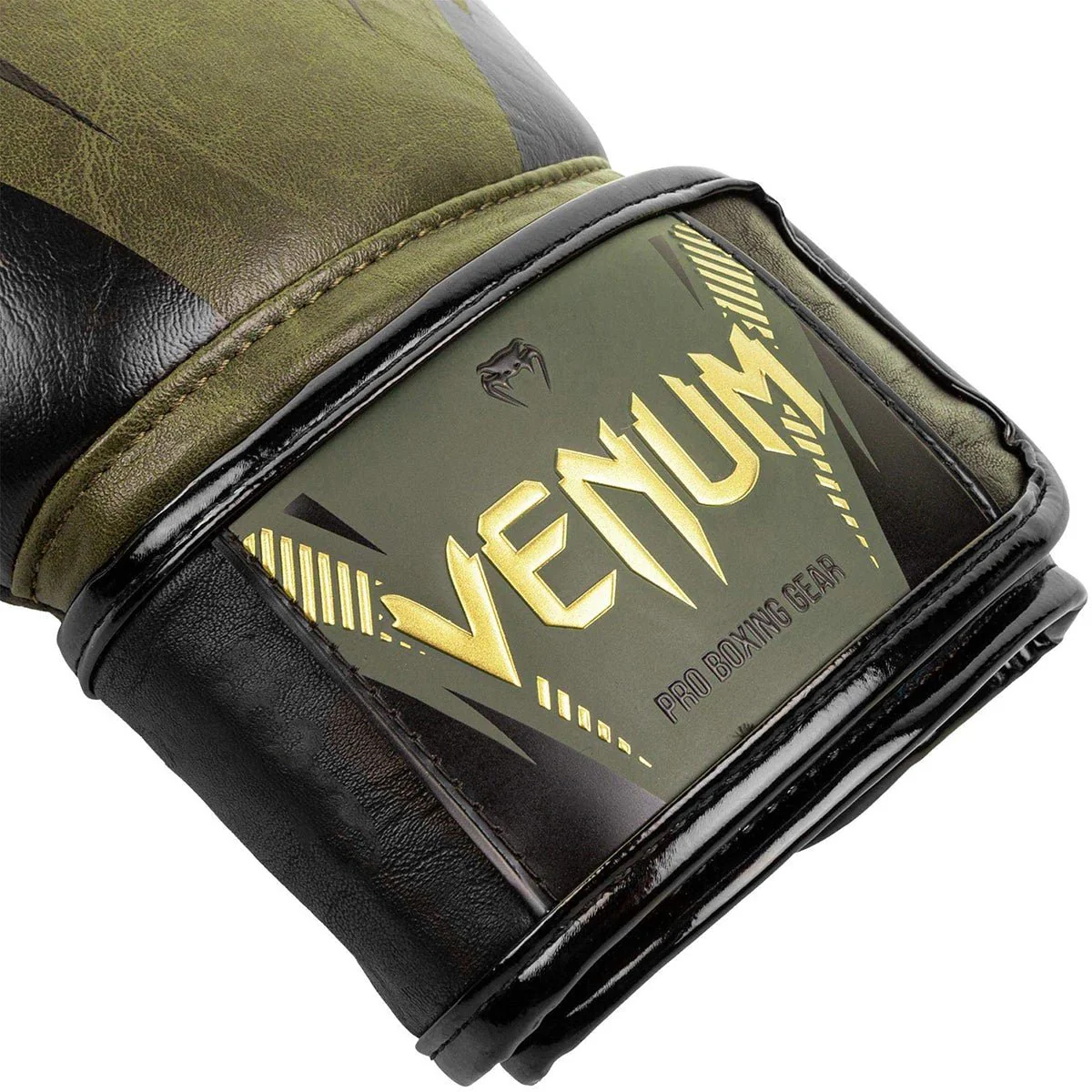 Venum Impact Hook and Loop Boxing Gloves - Khaki/Gold - Image 4