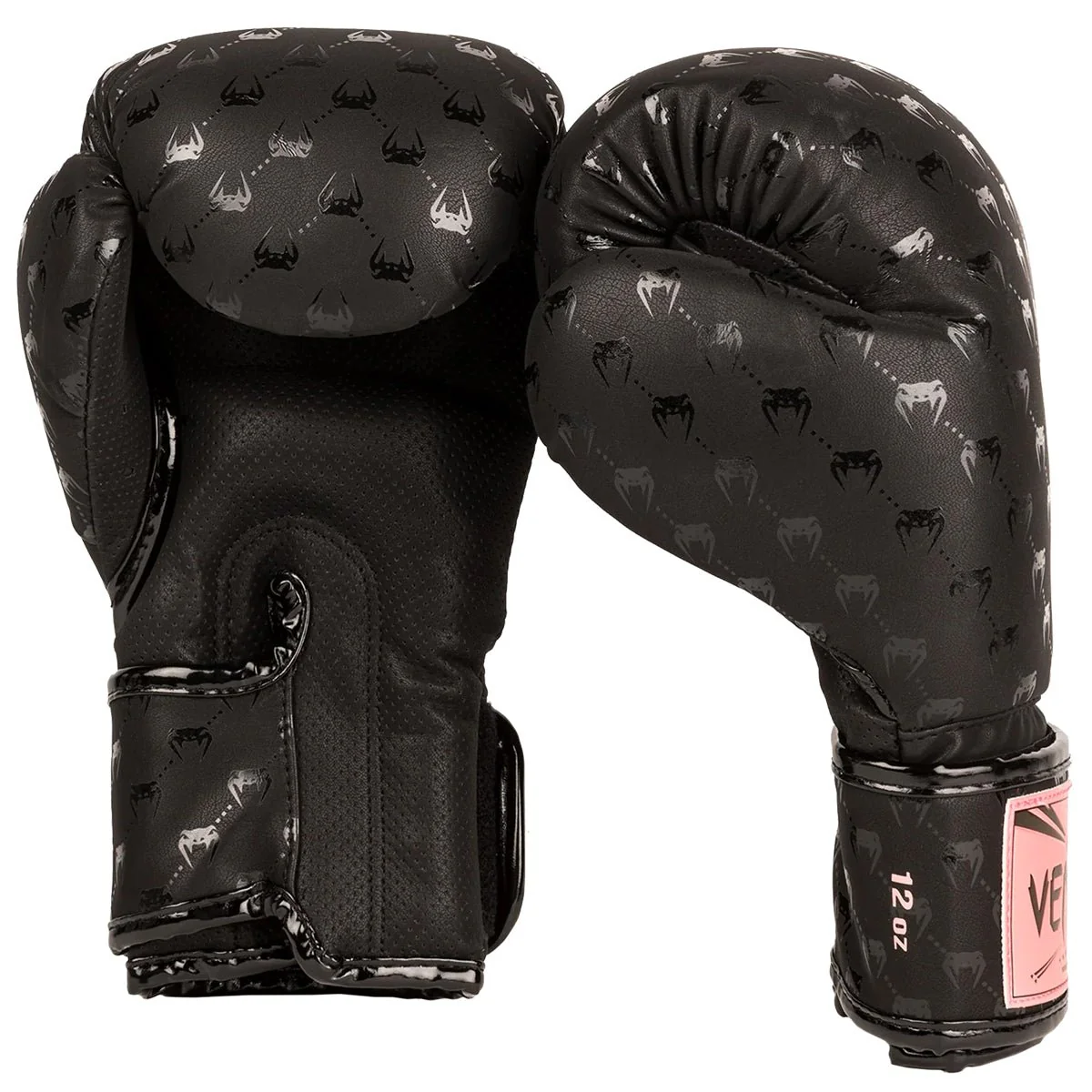 Venum Impact Monogram Hook and Loop Boxing Gloves - Black/Pink/Gold - Image 2