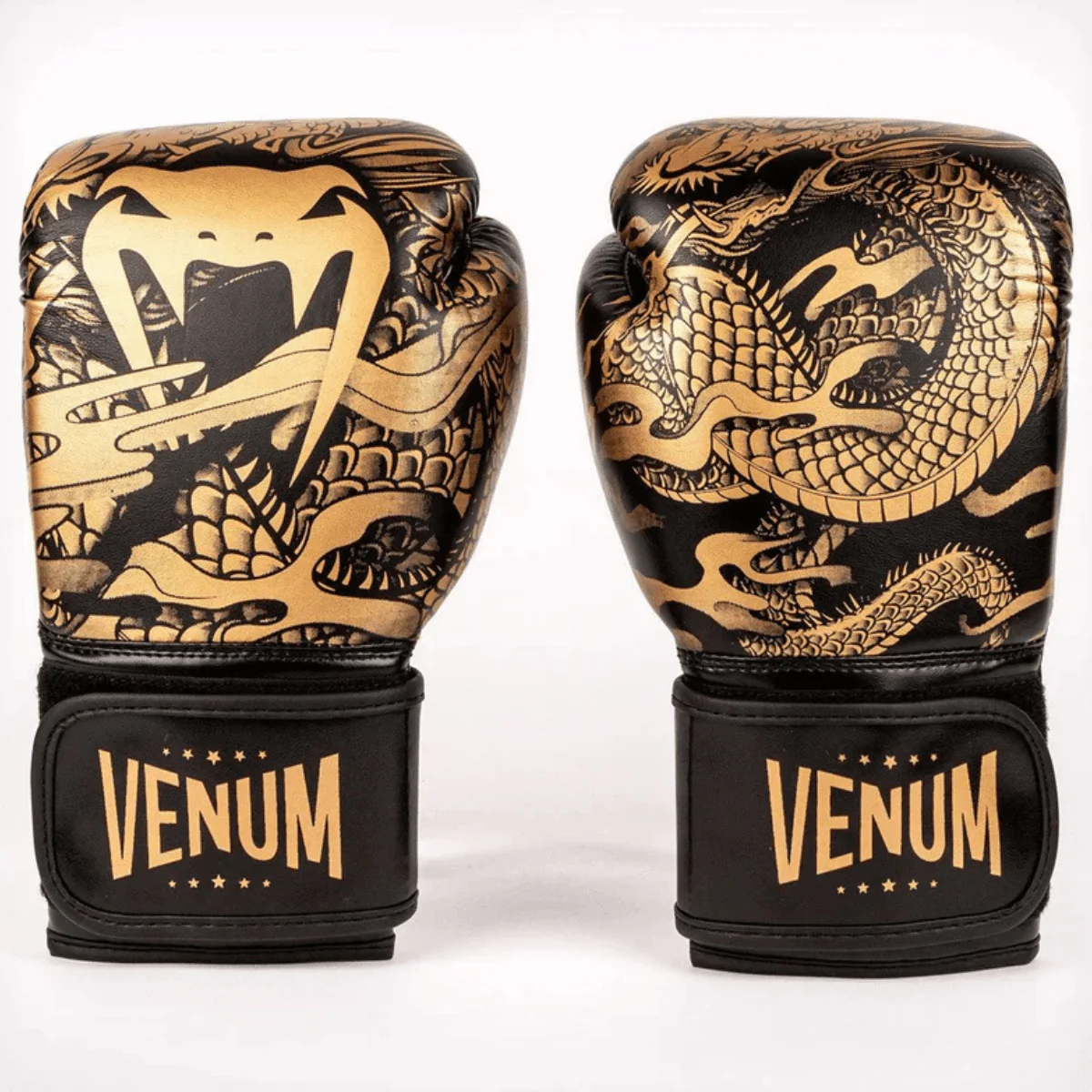 Venum Dragon's Flight Hook and Loop Boxing Gloves - Black/Bronze - Image 5