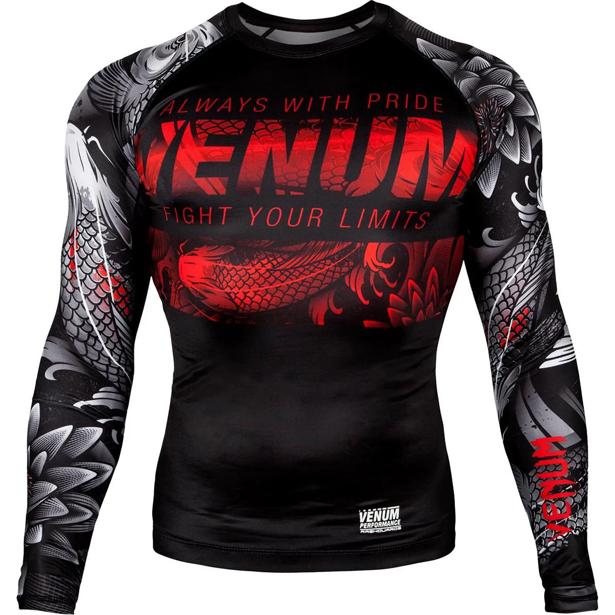 Venum Koi 2.0 Long Sleeve MMA Compression Rashguard - Black/White