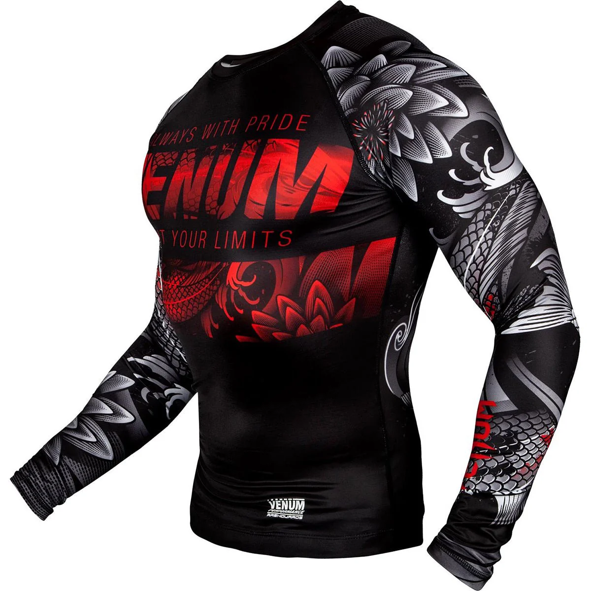 Venum Koi 2.0 Long Sleeve MMA Compression Rashguard - Black/White - Image 2