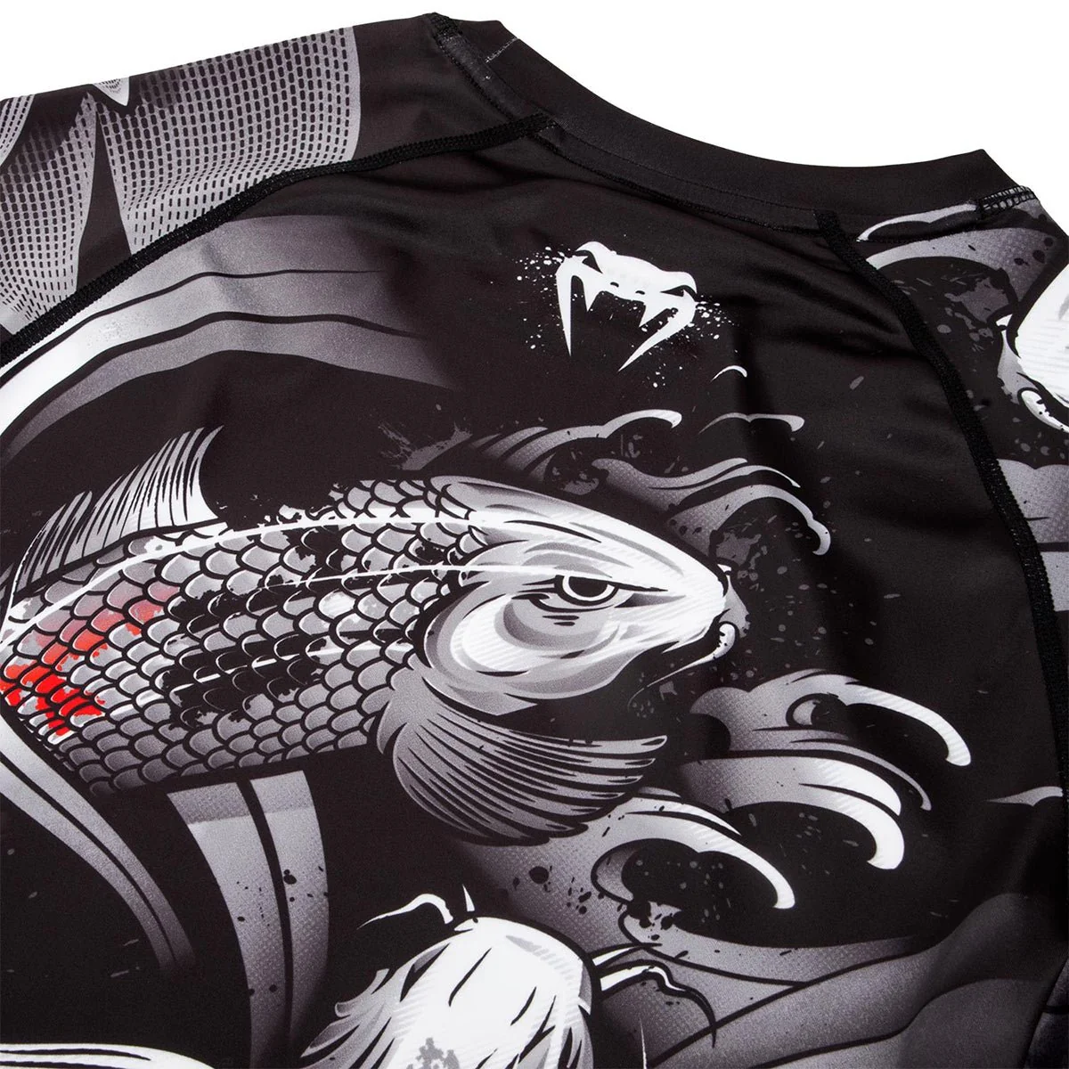 Venum Koi 2.0 Short Sleeve MMA Compression Rashguard - Black/White - Image 6