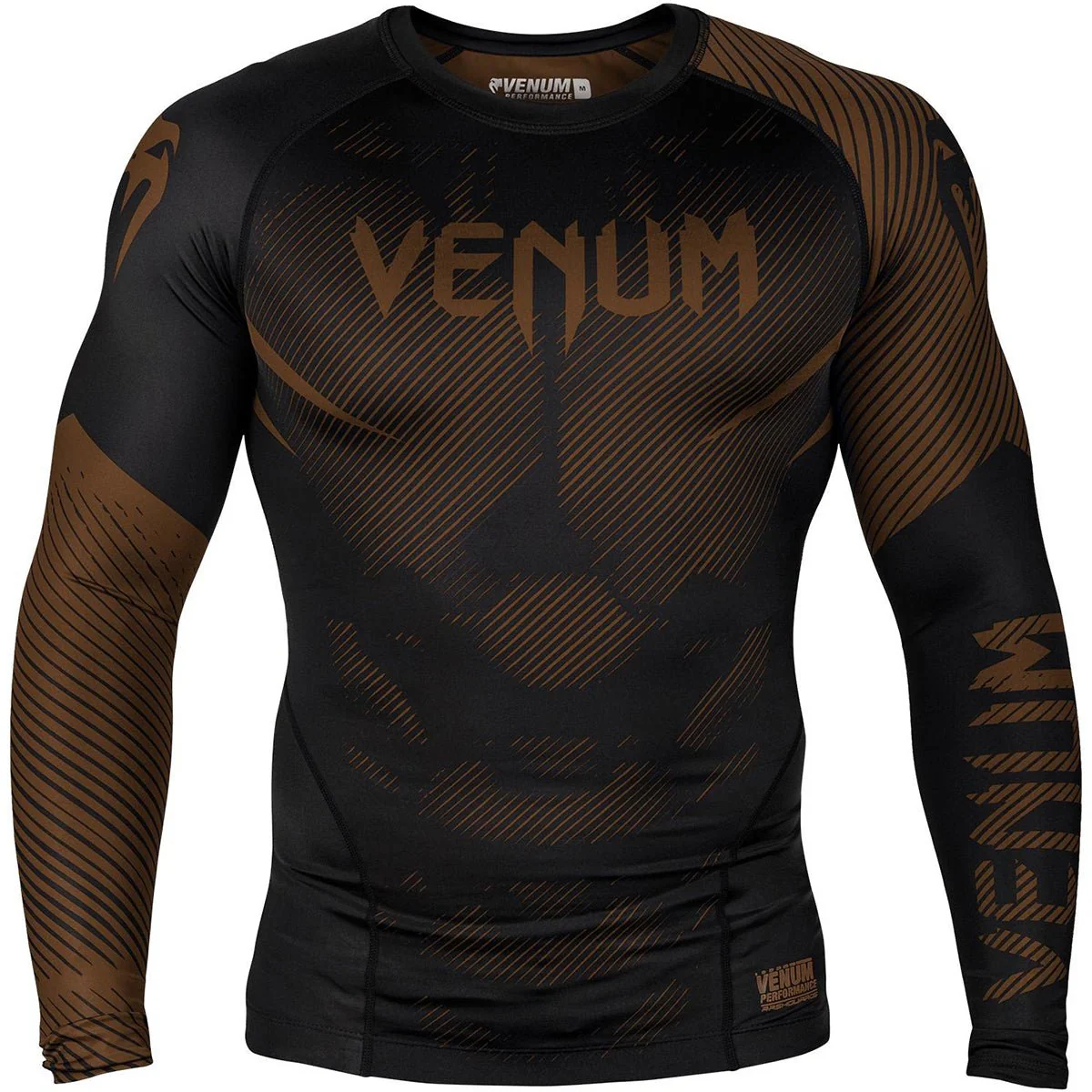Venum No-Gi 2.0 Long Sleeve MMA Compression Rashguard - Black/Brown