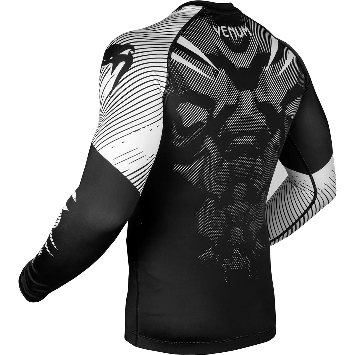 Venum No-Gi 2.0 Long Sleeve MMA Compression Rashguard - Black/White - Image 3